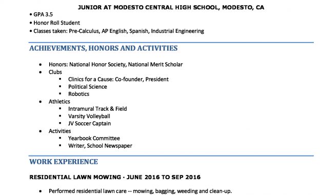 High School Resume Resumes Perfect For High School Students throughout proportions 1654 X 2339