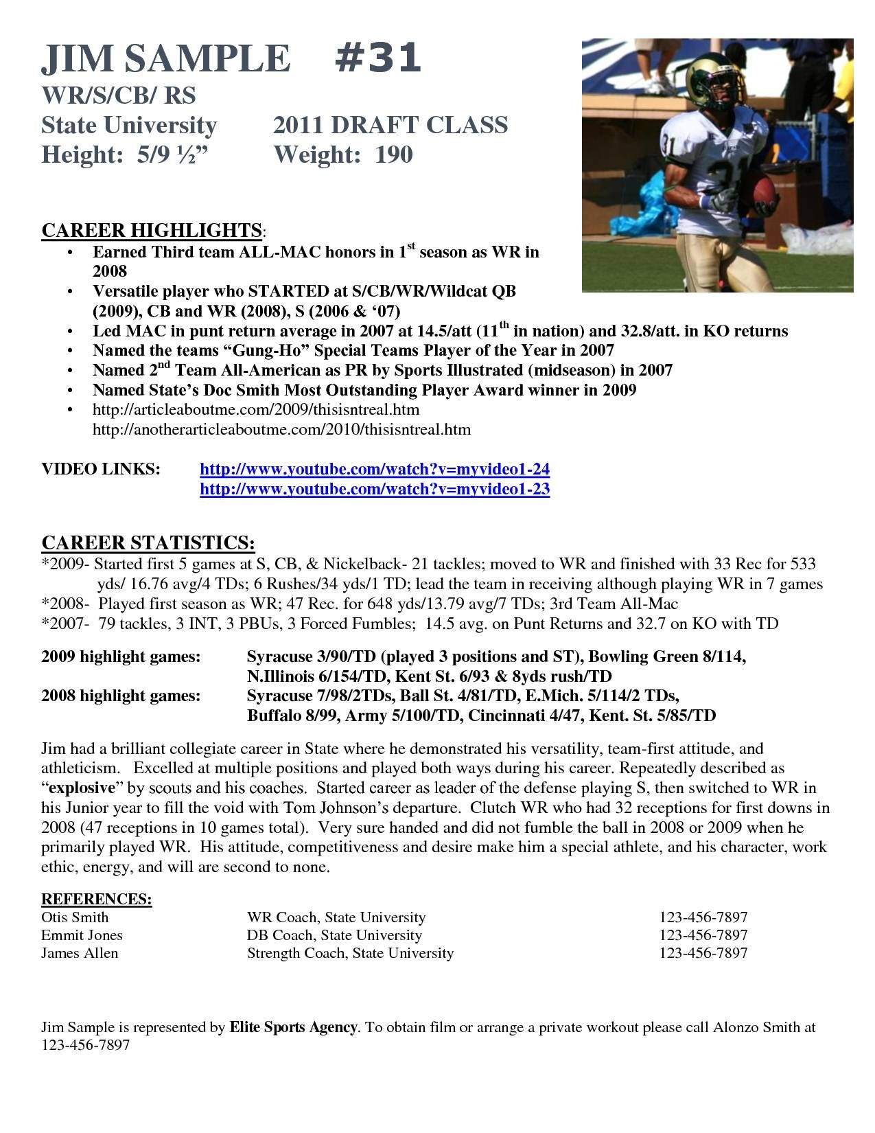 Hockey Player Resume Template Best Of Football Resume regarding sizing 1275 X 1650