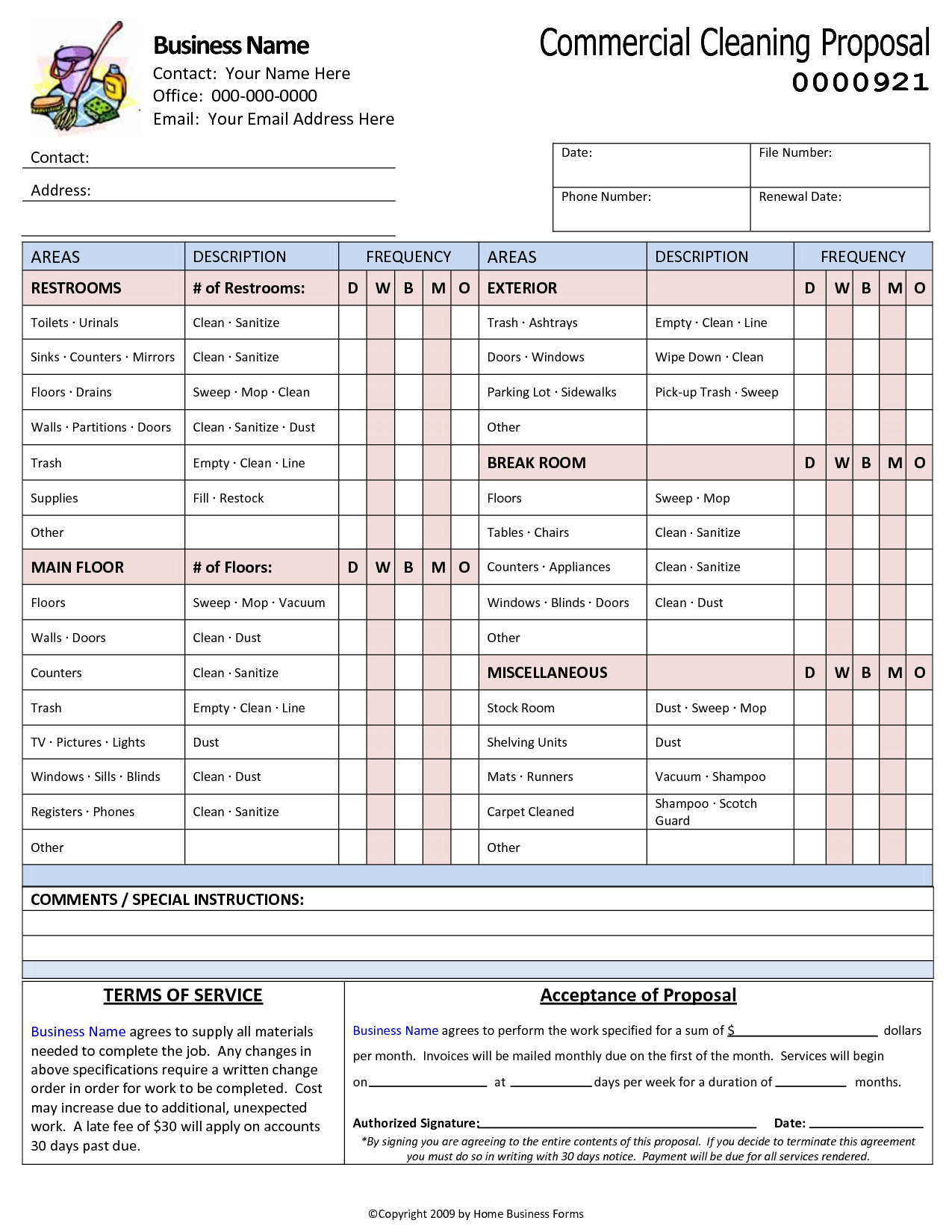 House Cleaning Proposal Template Commercial Cleaning Bright Touch intended for measurements 1275 X 1650