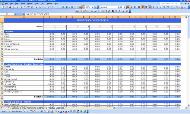 Household Expenses Excel Templates pertaining to measurements 1280 X 800