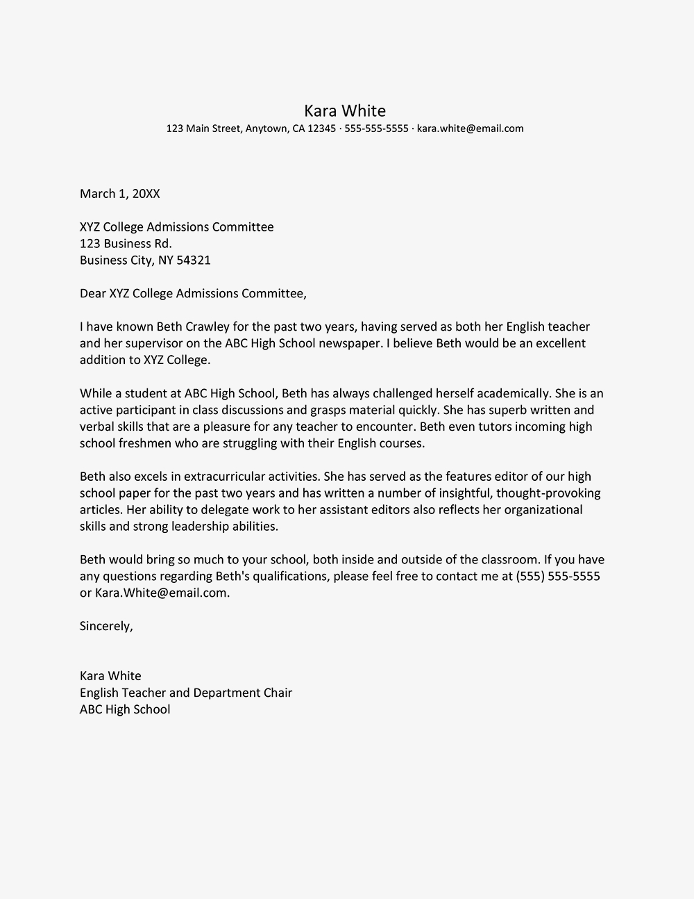 How To Write A Recommendation Letter For College in sizing 1000 X 1294