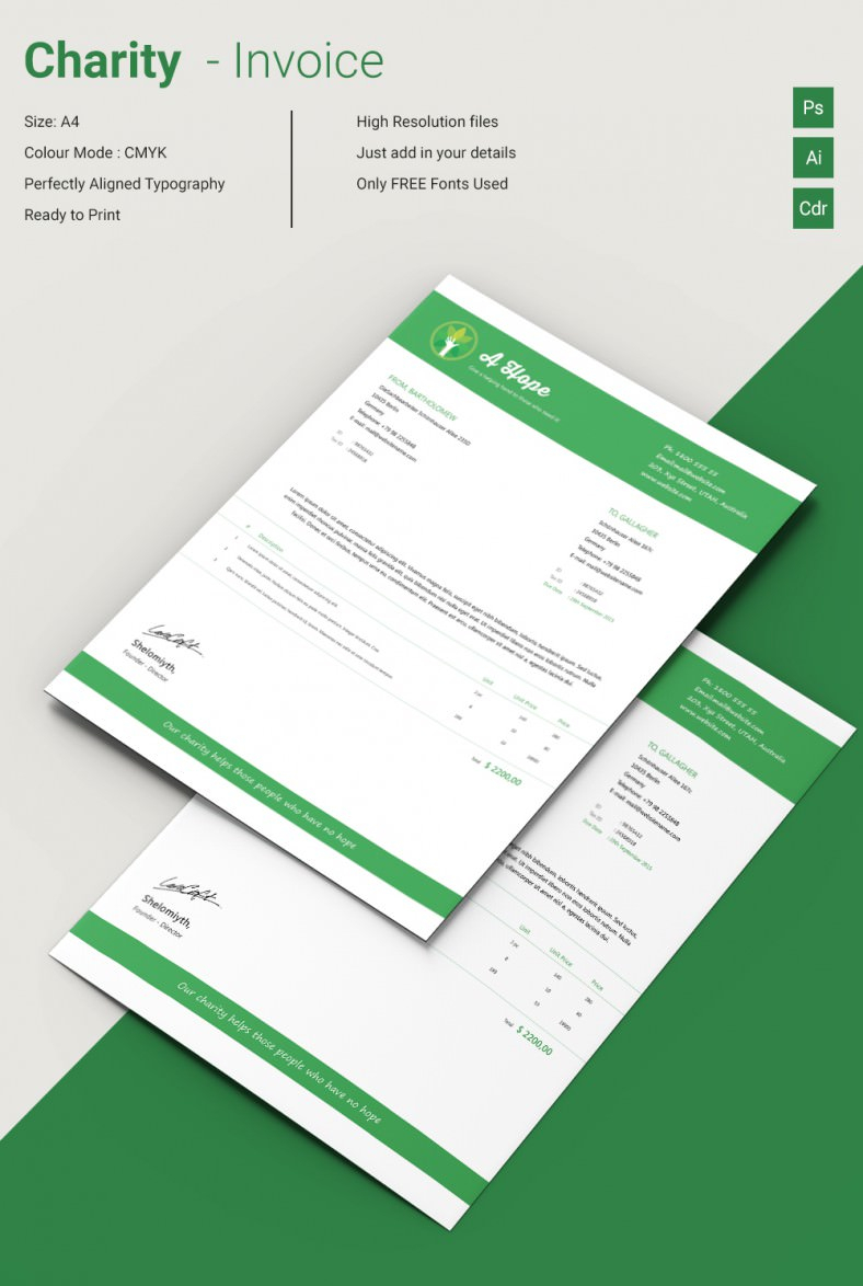 Ideal Charity Invoice Template Free Premium Templates within size 788 X 1174