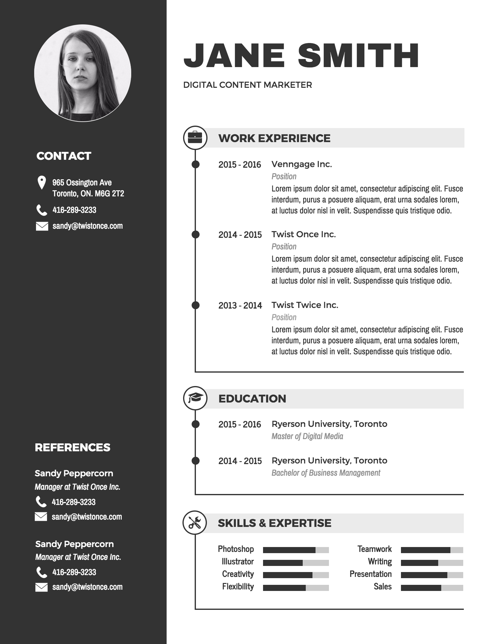 Infographic Resume Template For Freshers • Business Template Ideas
