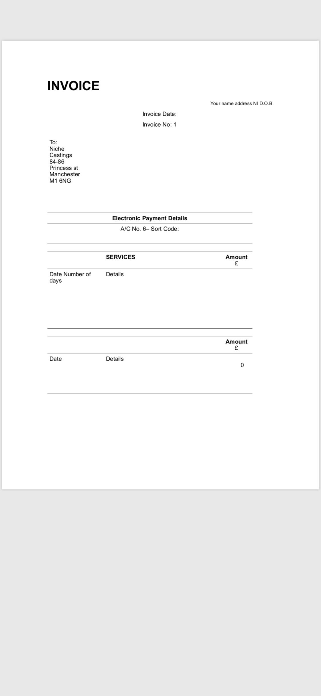 Invoice Template For The Actoractress Asking Earlier In The Group in proportions 1125 X 2436