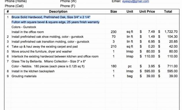 Invoice Template For Tile Work Flooring Installation Invoice Joy within measurements 797 X 1024