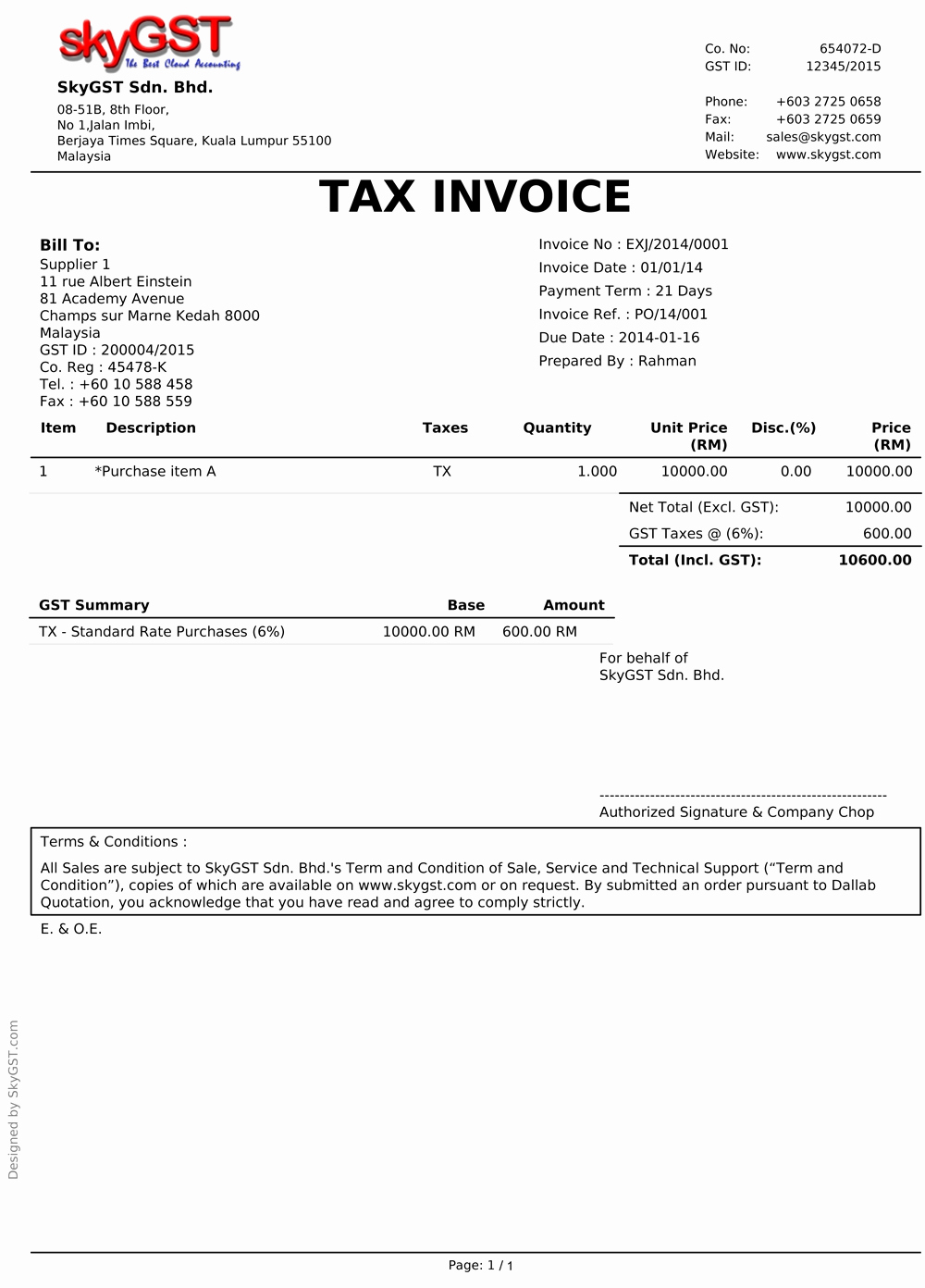 Invoice Template Nz Not Gst Registered Gst Tax Invoice Template intended for size 1000 X 1392