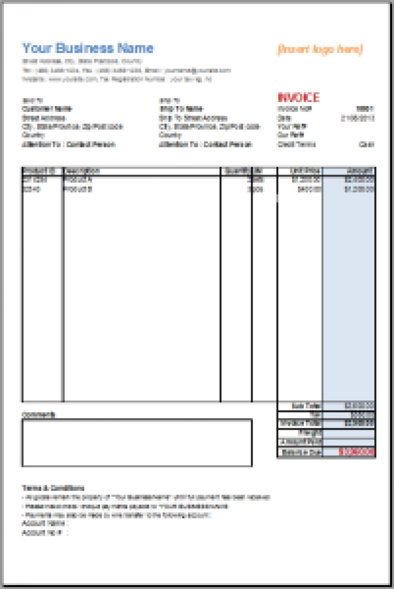 Invoice Template Open Office Writer Invoice Template in sizing 800 X 1194