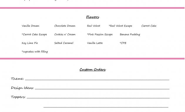 Invoiceorder Form Setup Cupcakes In 2018 Pinterest Cake Order in dimensions 1275 X 1650