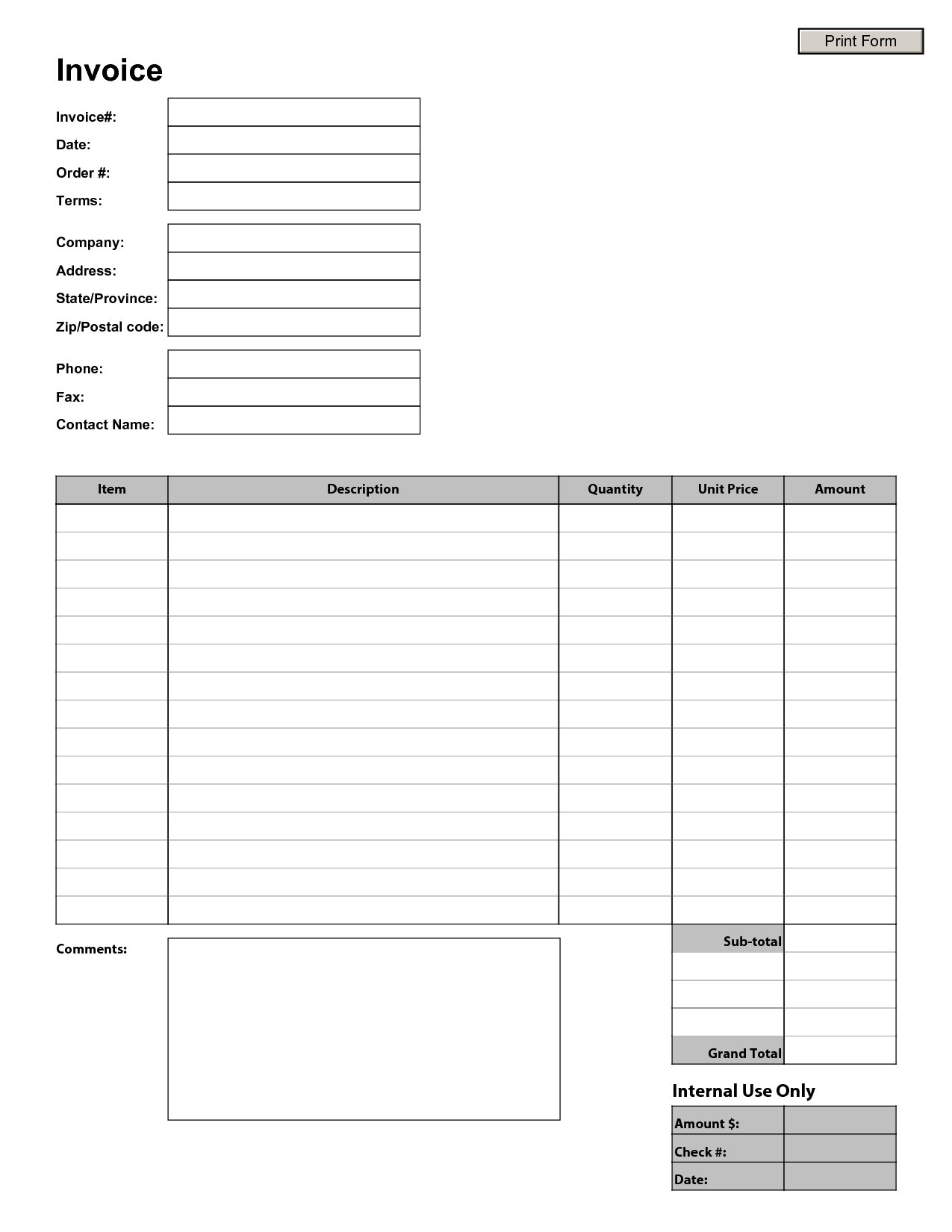 Invoices Printable Free Printable Invoices Stuff To Buy with dimensions 1275 X 1650