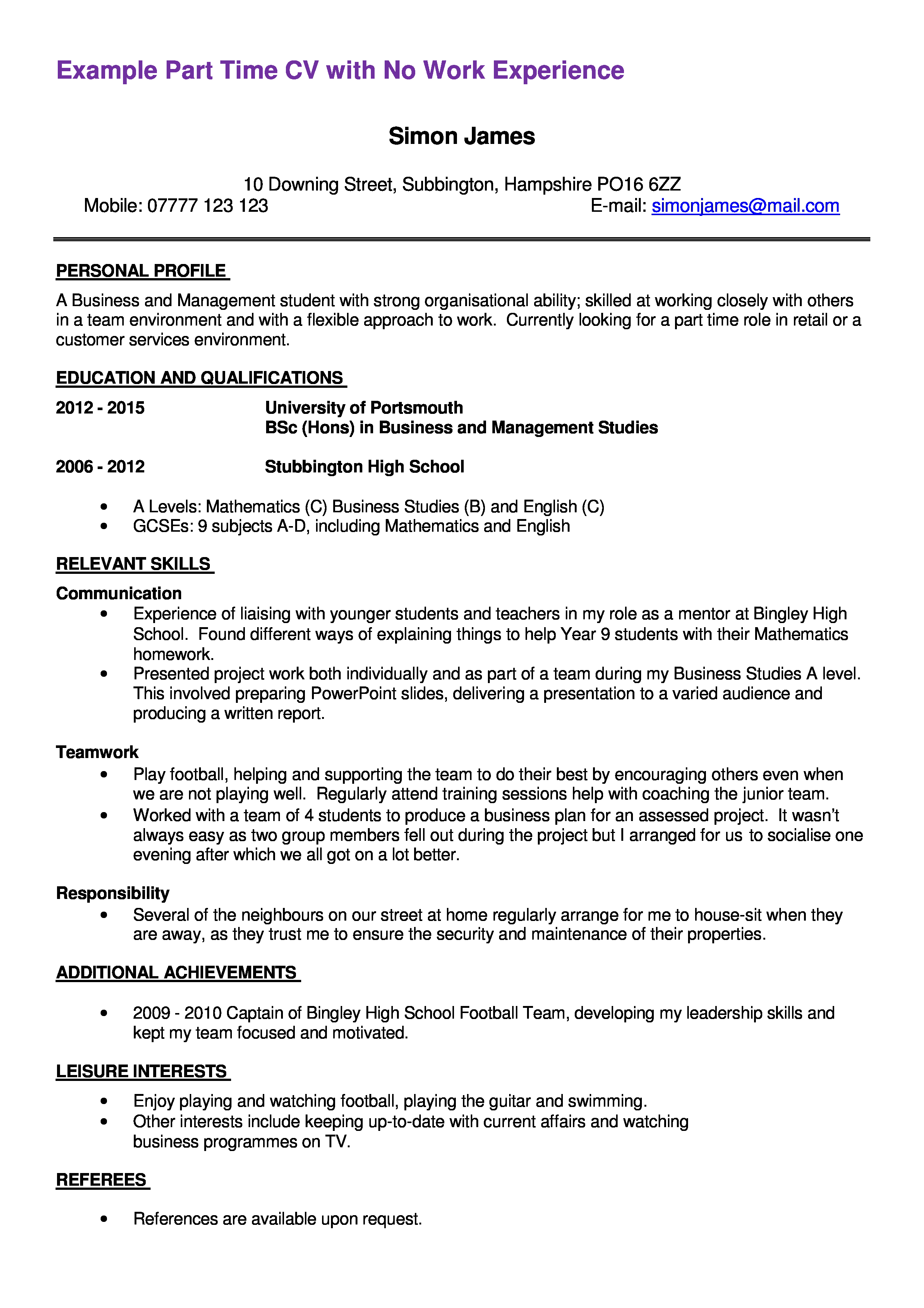 Kostenloses First Part Time Job Resume Sample inside sizing 2479 X 3508