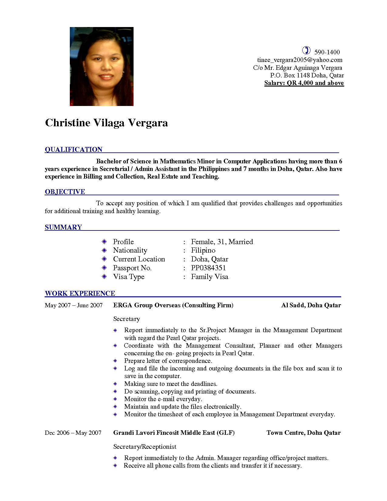 Latest Cv New Format With Salary Places To Visit Pinterest throughout size 1275 X 1650