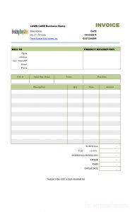 Lawn Care Invoice Template intended for size 742 X 1212