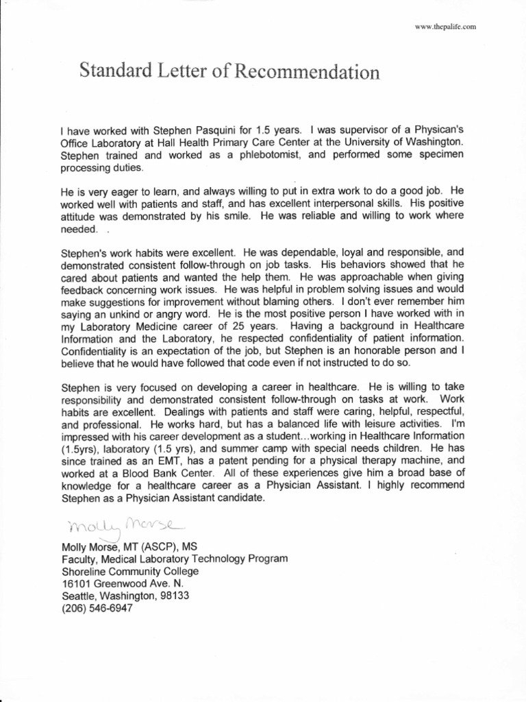 Letter Of Recommendation For Physical Therapy School Template Gallery with sizing 768 X 1024