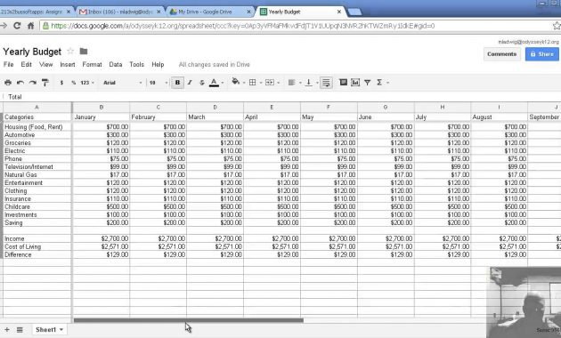 Making A Yearly Budget With Google Spreadsheet Youtube throughout measurements 1280 X 720