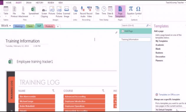 Microsoft Onenote 2013 Training Using Templates with regard to size 1372 X 775