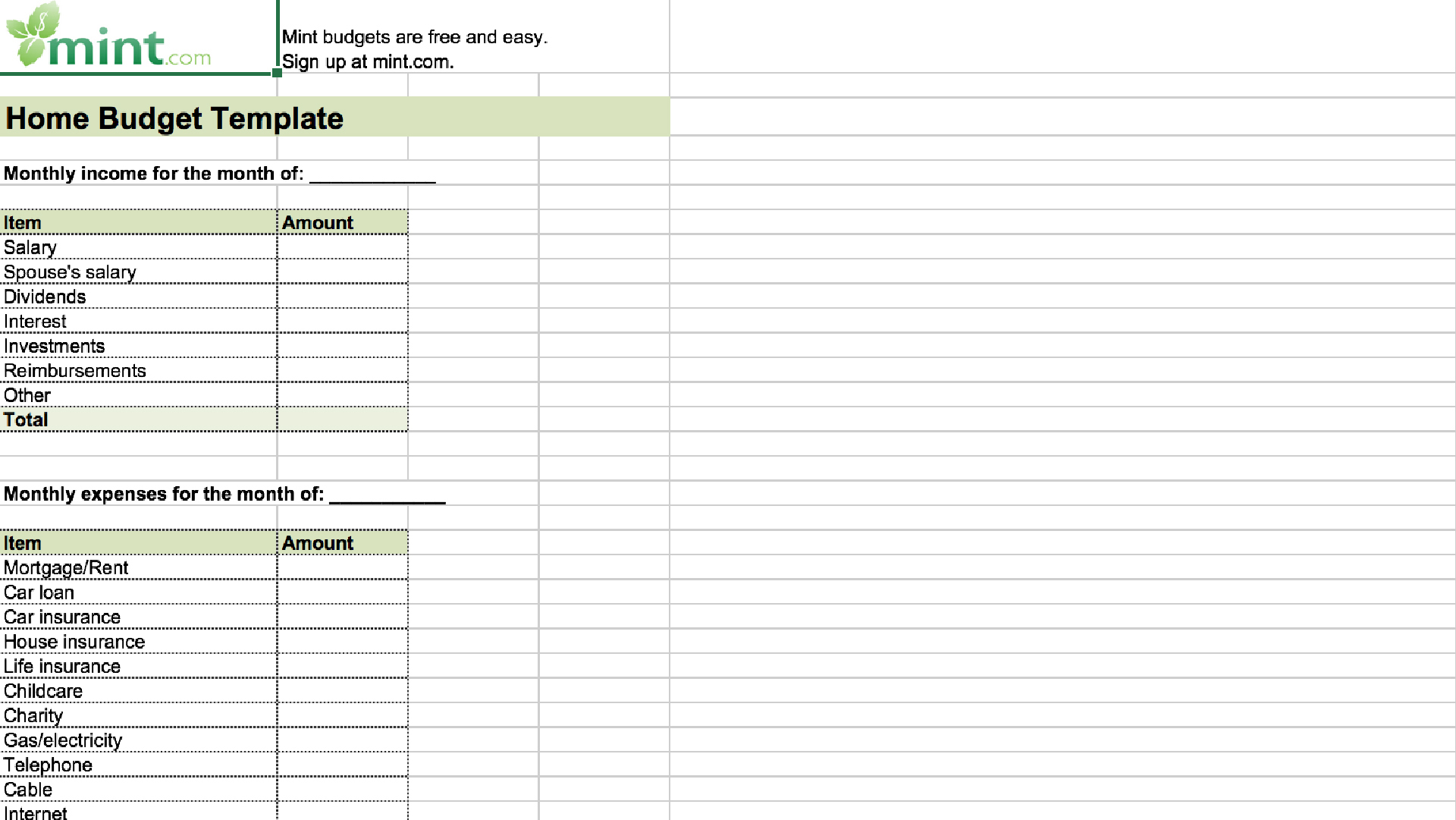 Mint Budget Template Yelomdigitalsiteco throughout measurements 1920 X 1081