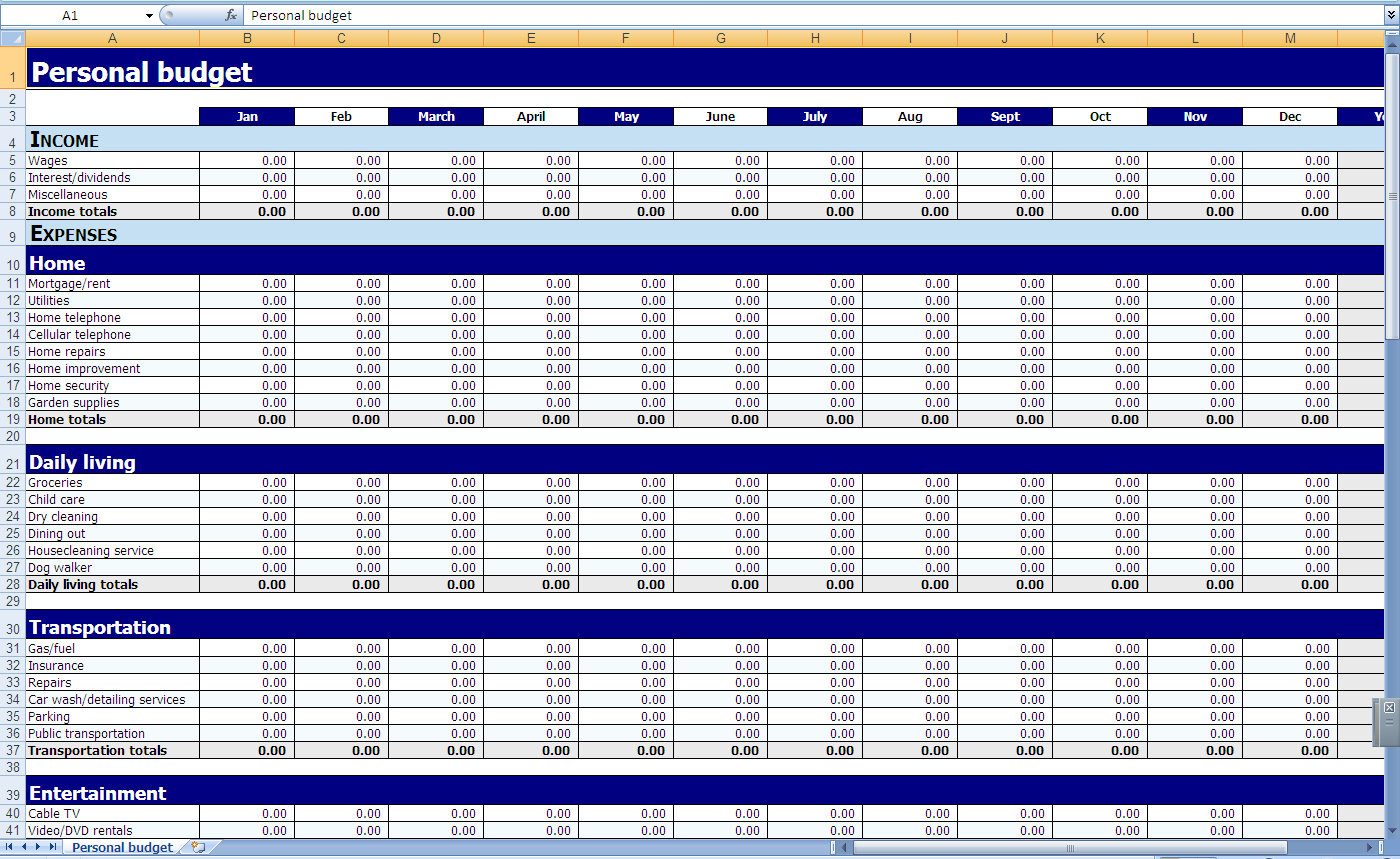 Monthly And Yearly Budget Spreadsheet Excel Template intended for proportions 1400 X 859