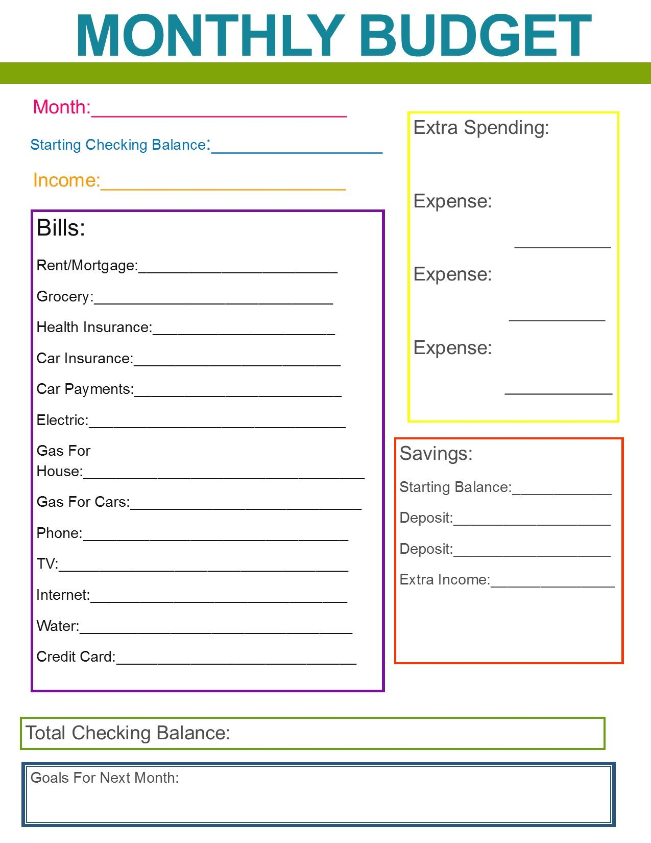 Monthly Family Budget If Only I Was This Organized for sizing 1275 X 1650