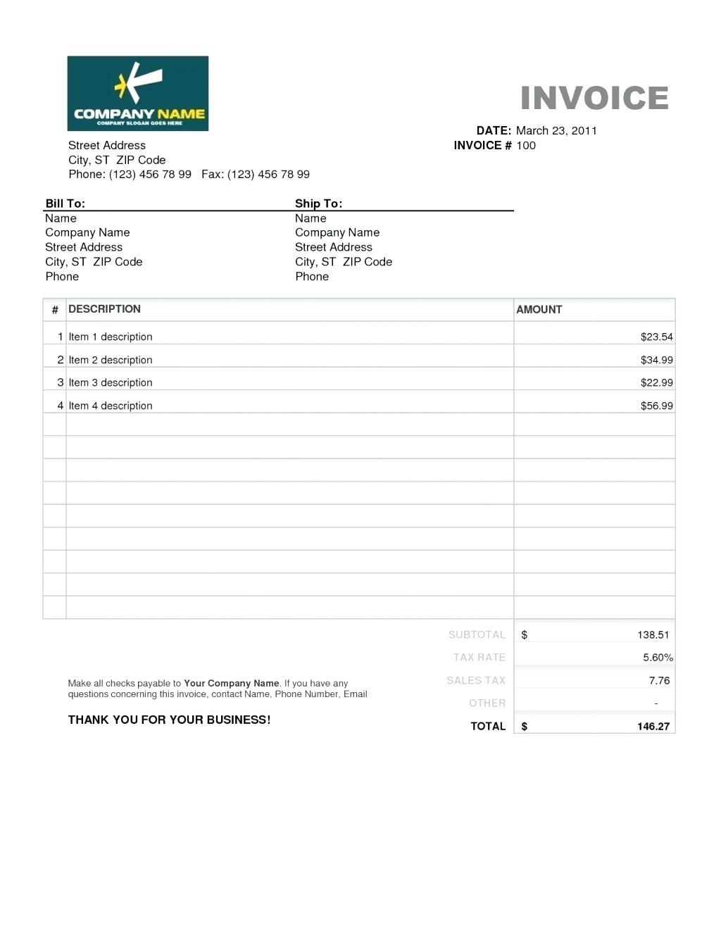 Nanny Invoice Template • Business Template Ideas