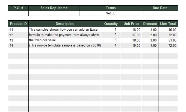 Net 30 Invoice Sample inside measurements 740 X 1087