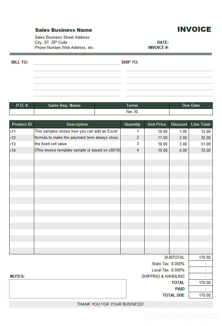 Net 30 Invoice Sample inside measurements 740 X 1087