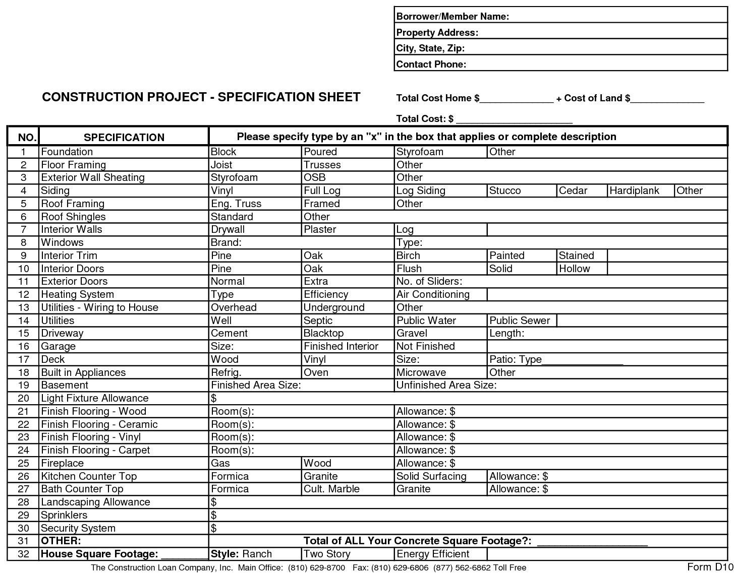 New Home Construction Bid Sheet Remodelingconstruction Kitchen throughout measurements 1455 X 1143