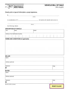 New York Motor Vehicle Bill Of Sale Form Mv 912 Eforms Free for proportions 791 X 1024