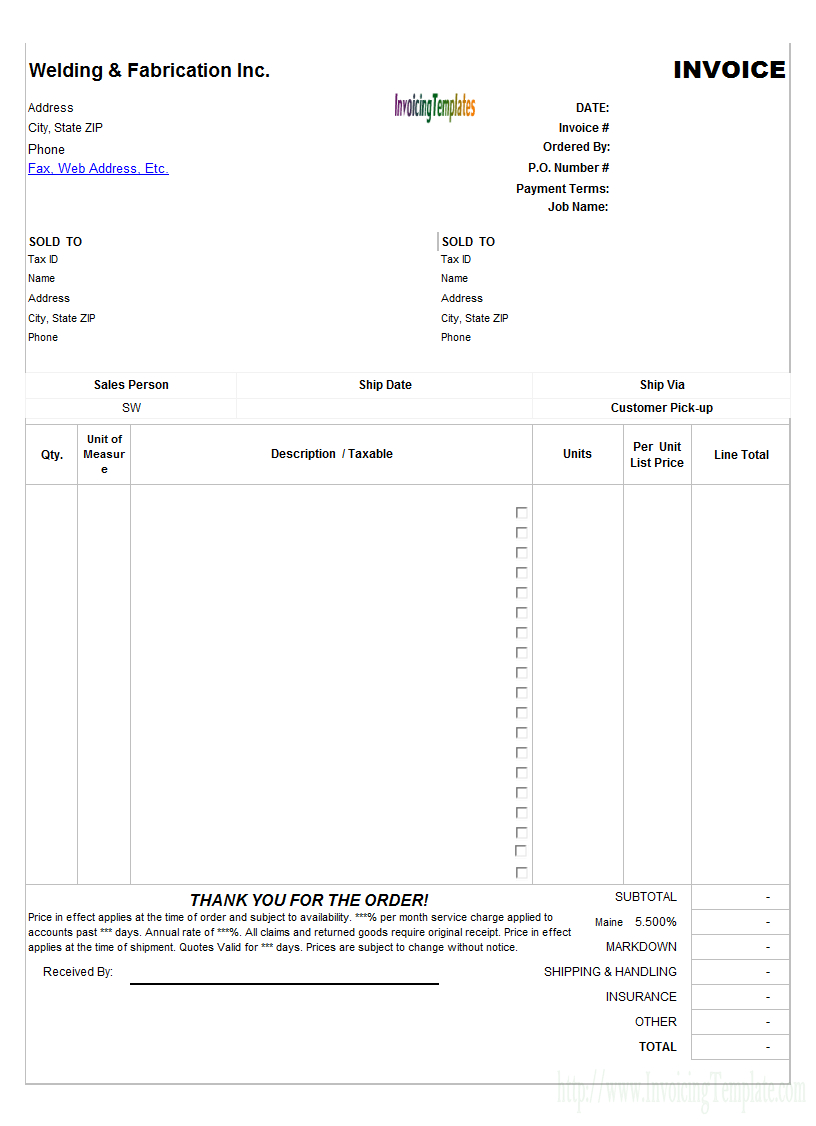 New Zealand Tax Invoice Template with size 816 X 1126