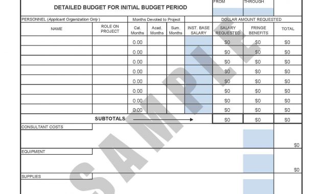 Nih Fp Fp Budget Template Unique Detailed Budget Template with proportions 1694 X 1246