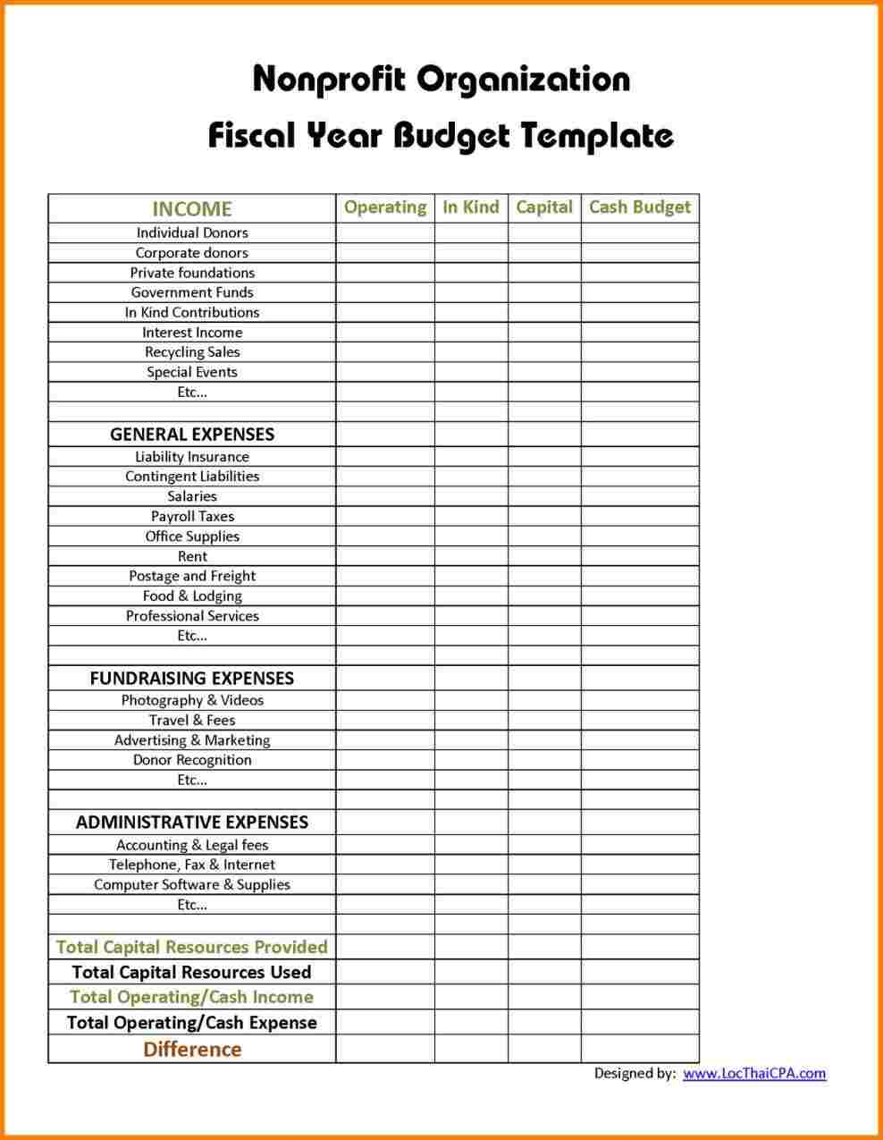 Not For Profit Budget Template Datenownews intended for sizing 988 X 1275