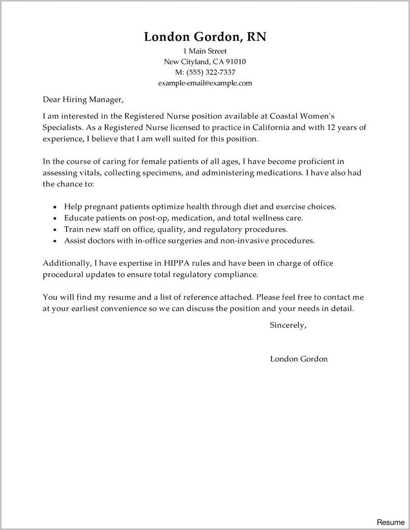 Nursing Resume Cover Letter Steadfast170818 intended for proportions 806 X 1041