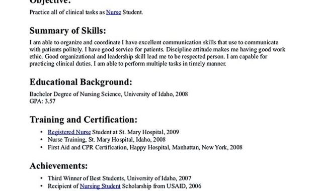 Nursing Student Resume Nursing Student Resume Must Contains Relevant regarding measurements 800 X 1035