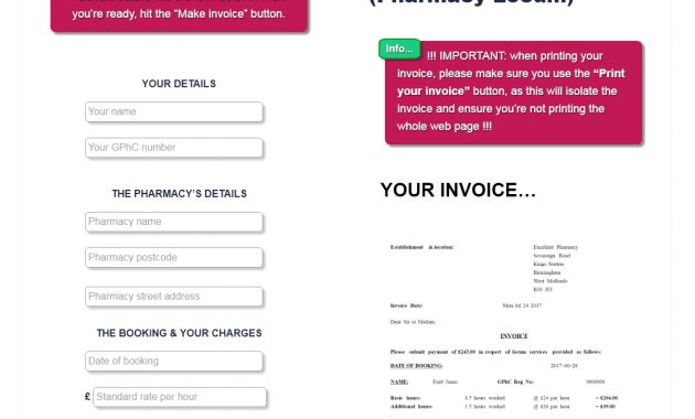 Online Invoice Generators For Pharmacy Optical Locums Team Locum within dimensions 1105 X 845