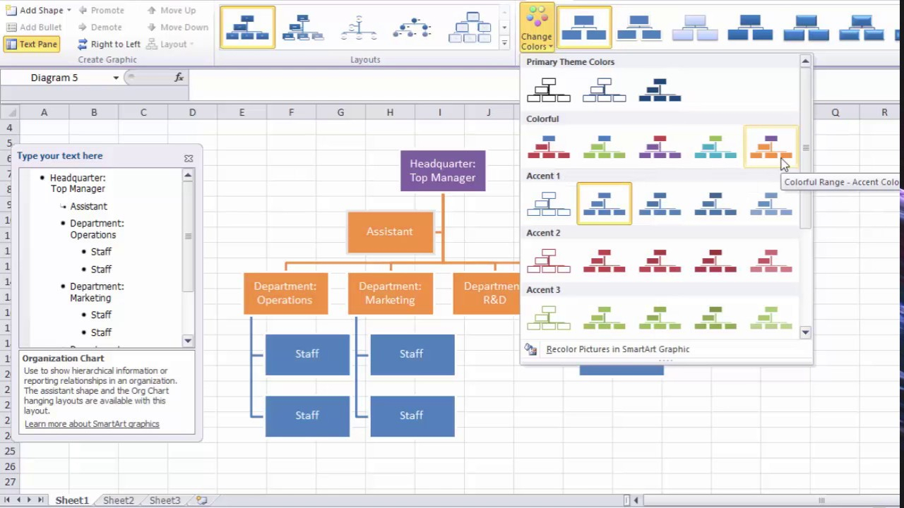 Organization Chart Template Excel Quick Easy Youtube with measurements 1280 X 720