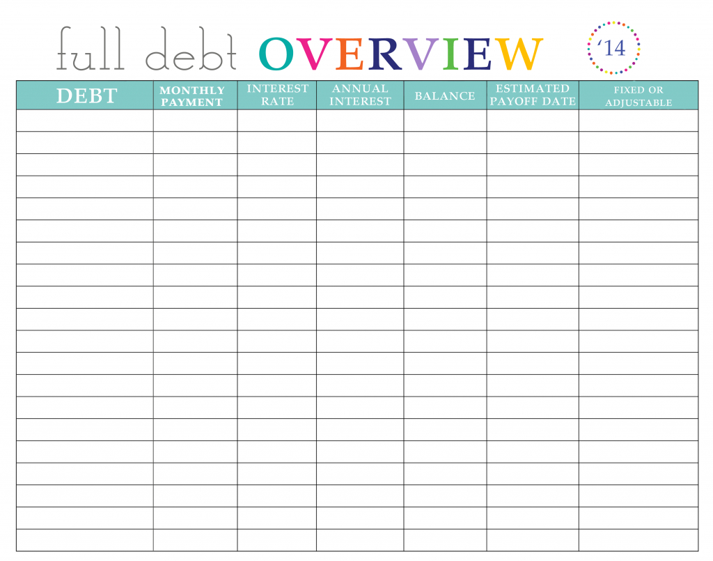 Paying Off Debt Worksheets inside size 1024 X 805