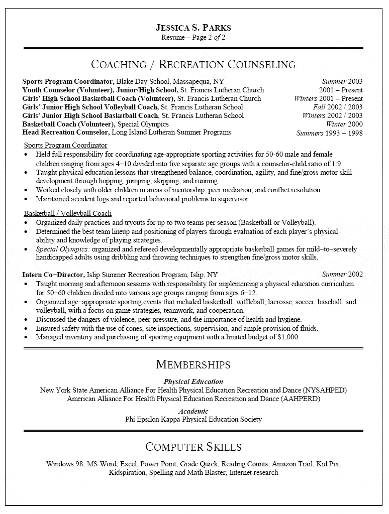 Physical Education Teacher Resume intended for proportions 774 X 1024