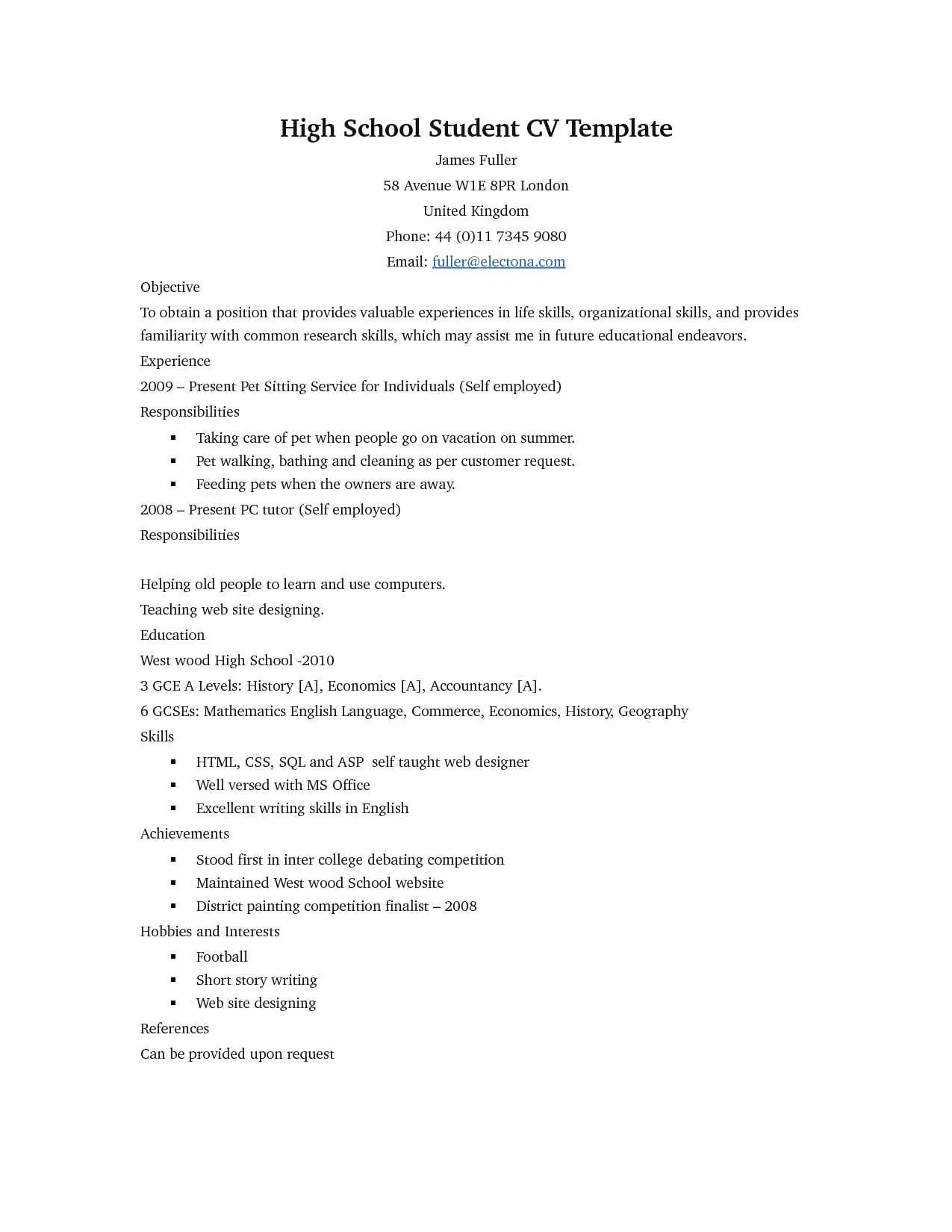 first job resume templates free high school