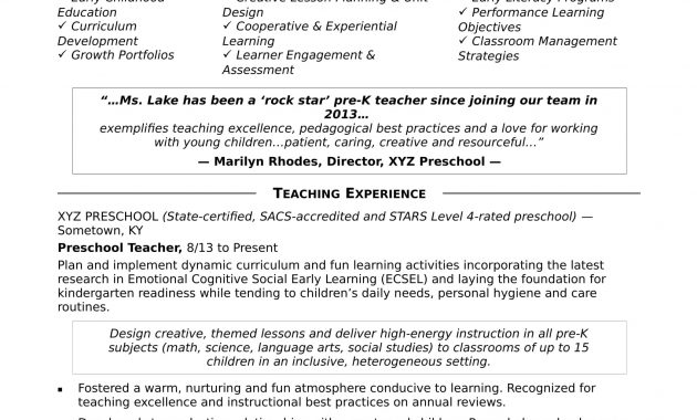 Preschool Teacher Resume Sample Monster in sizing 1700 X 2200