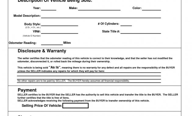 Printable Car Bill Of Sale Pdf Bill Of Sale For Motor Vehicle for dimensions 1275 X 1650