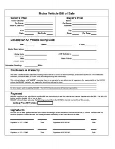 Printable Car Bill Of Sale Pdf Bill Of Sale For Motor Vehicle inside measurements 1275 X 1650