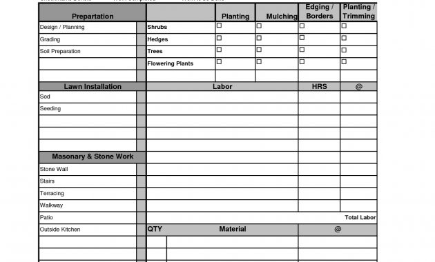 Printable Landscape Bid Templates Template For Landscape Bid Sheet pertaining to measurements 1275 X 1650