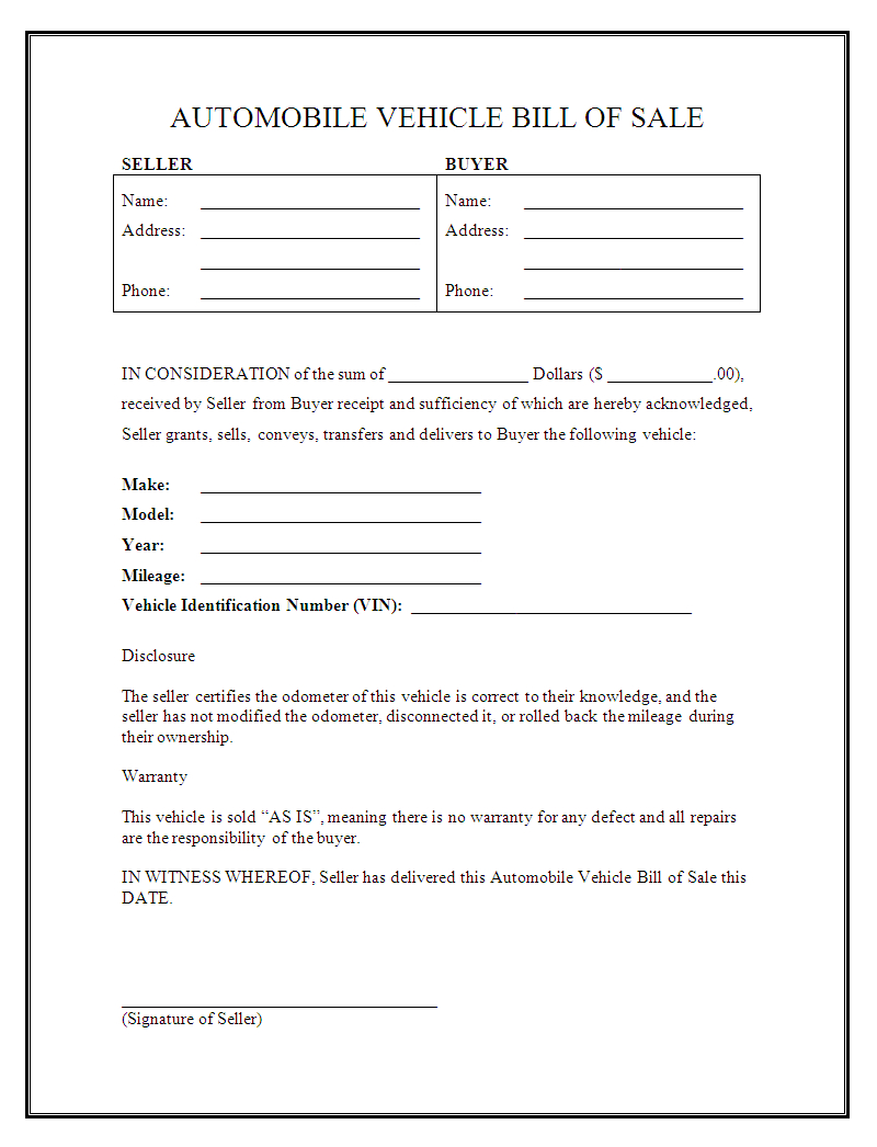 Printable Sample Free Car Bill Of Sale Template Form Laywers within measurements 800 X 1046