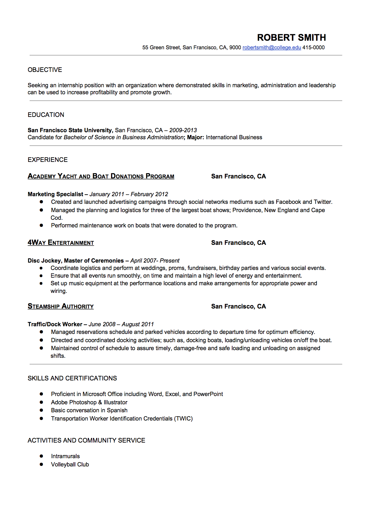 Professional Resume Resume After College Mentallyright with regard to proportions 1275 X 1650