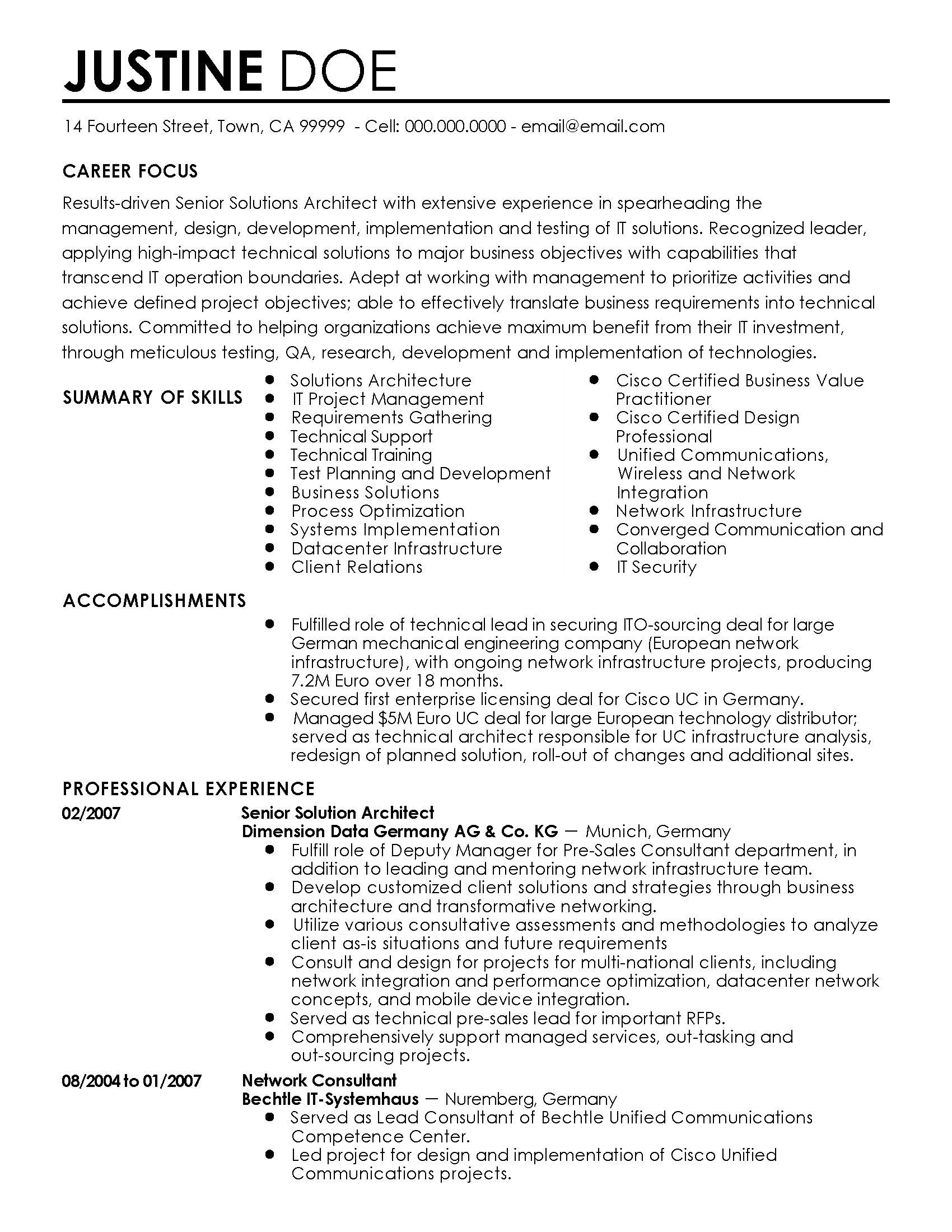 Professional Senior Solutions Architect Templates To Showcase Your in proportions 1700 X 2200