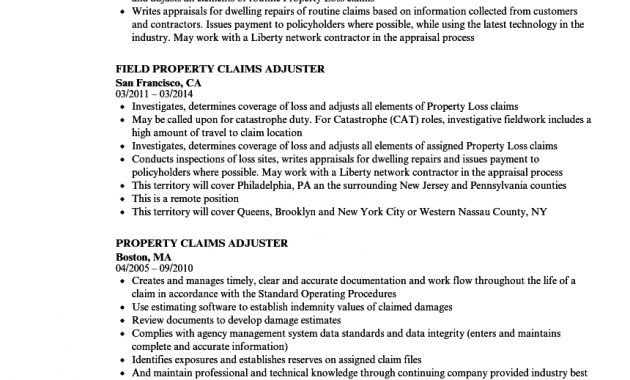 Property Claims Adjuster Resume Samples Velvet Jobs with dimensions 860 X 1240