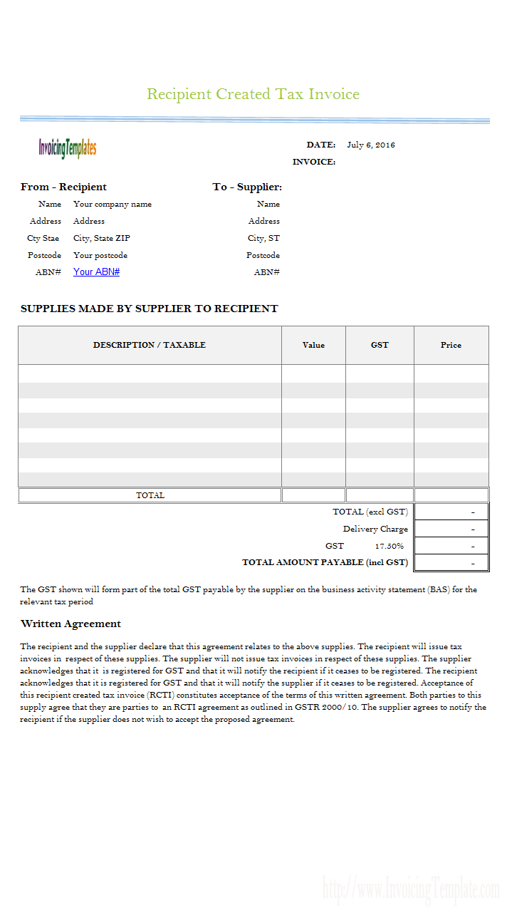 Recipient Created Tax Invoices Form regarding measurements 712 X 1284