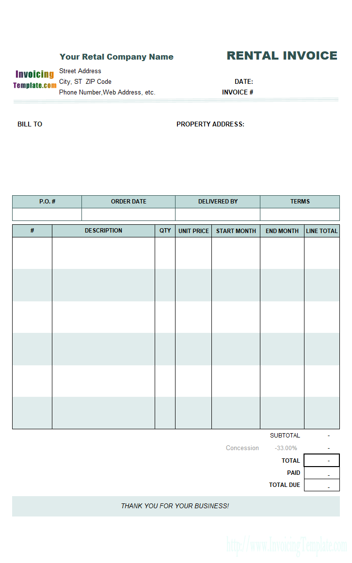 Rental Invoicing Template pertaining to dimensions 726 X 1162