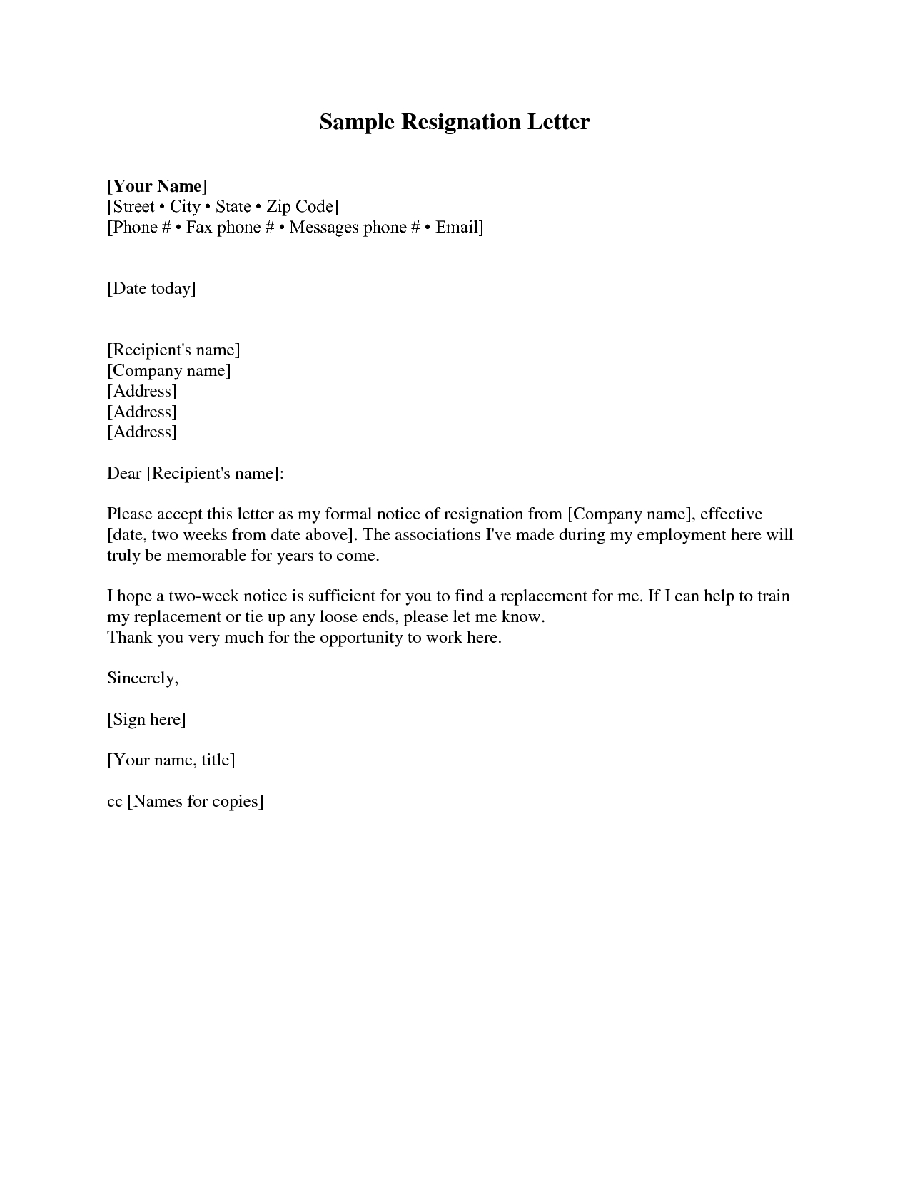 Resignation Letter Sample 2 Weeks Notice Free2img Yup with regard to size 1275 X 1650