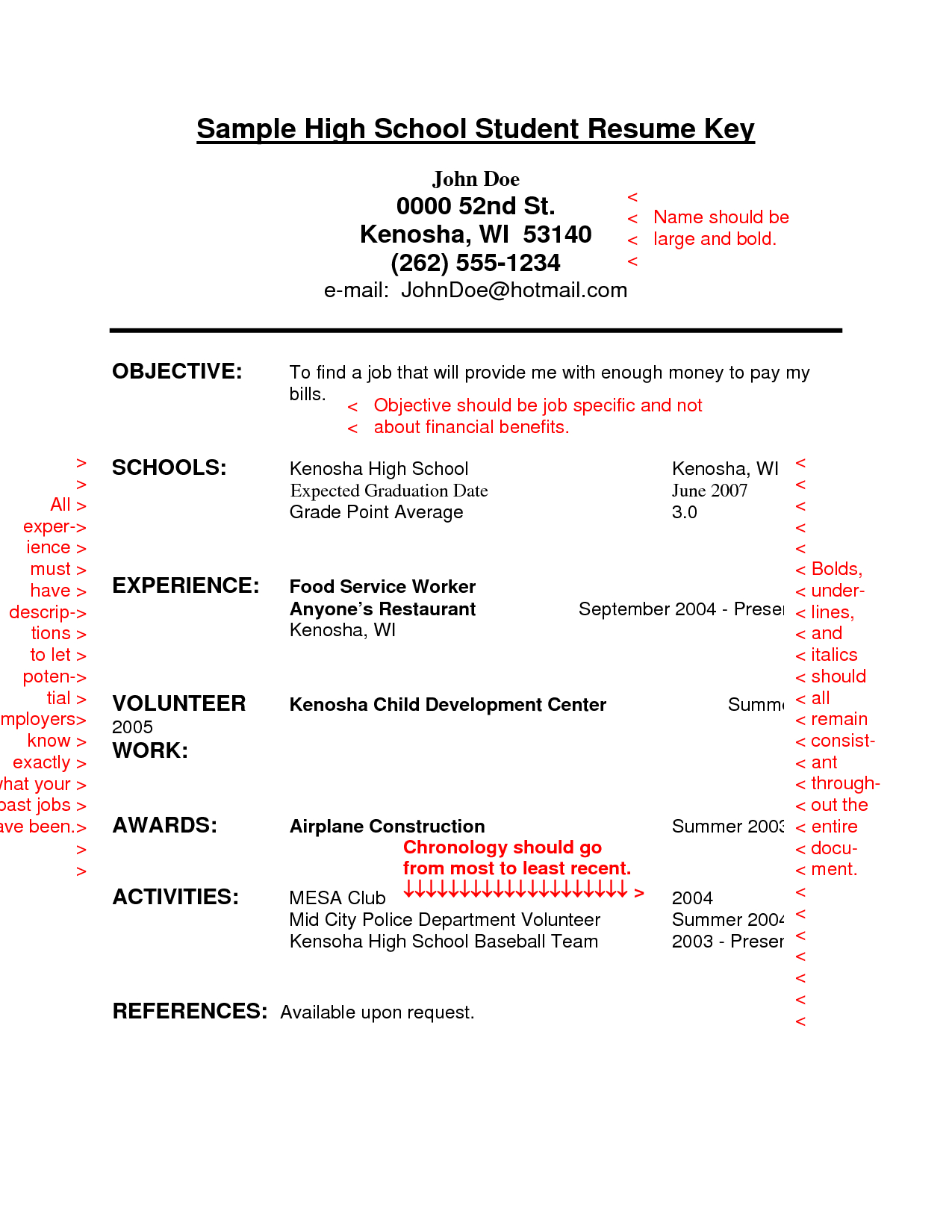 Resume Examples For High School Students 1 Resume Examples inside proportions 1275 X 1650