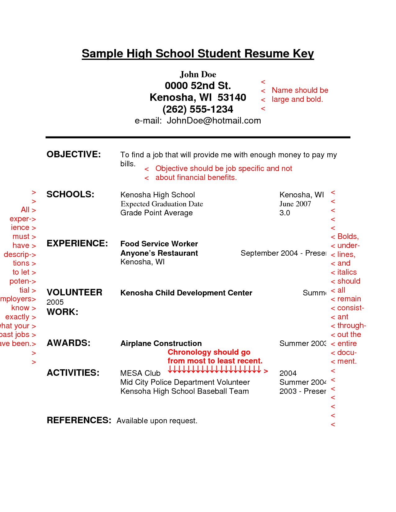 Resume Examples For High School Students 1 Resume Examples throughout dimensions 1275 X 1650